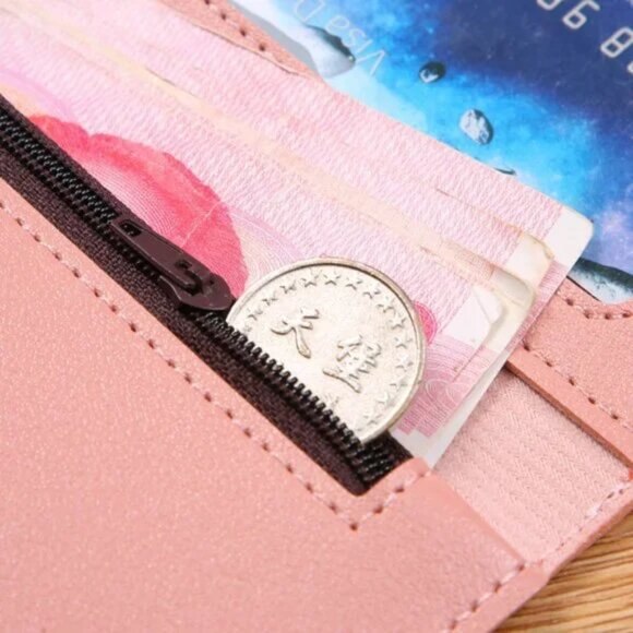 $10 ADD ON ITEM- Pink Leather Clutch Trifold Long Wallet Card Holder Coin Purse - Picture 10 of 10